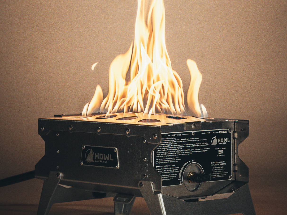 HOWL FlexDome Windscreen protecting the A-Flame Burner