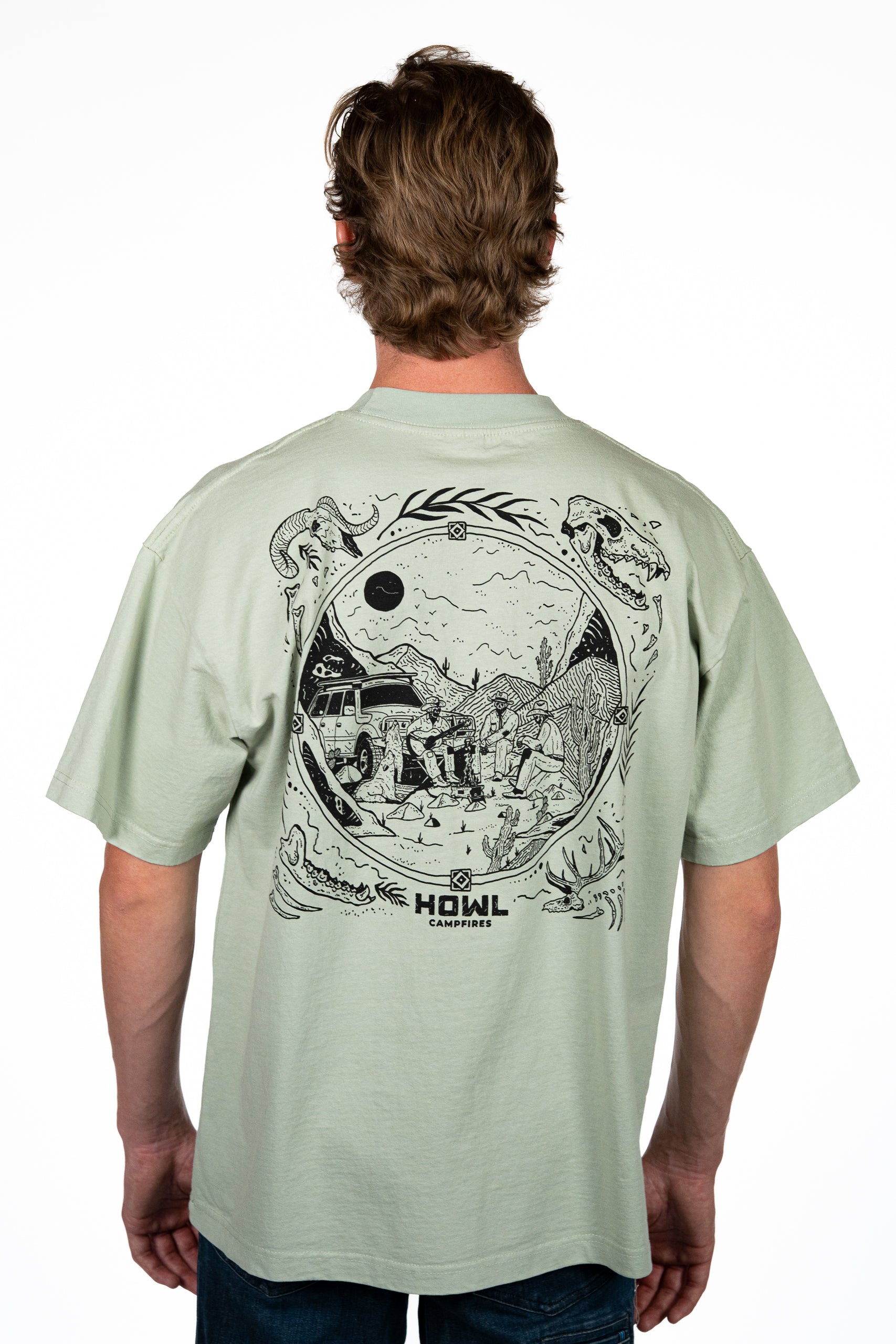Skeleton Cowboys Heavyweight Tee - Sage
