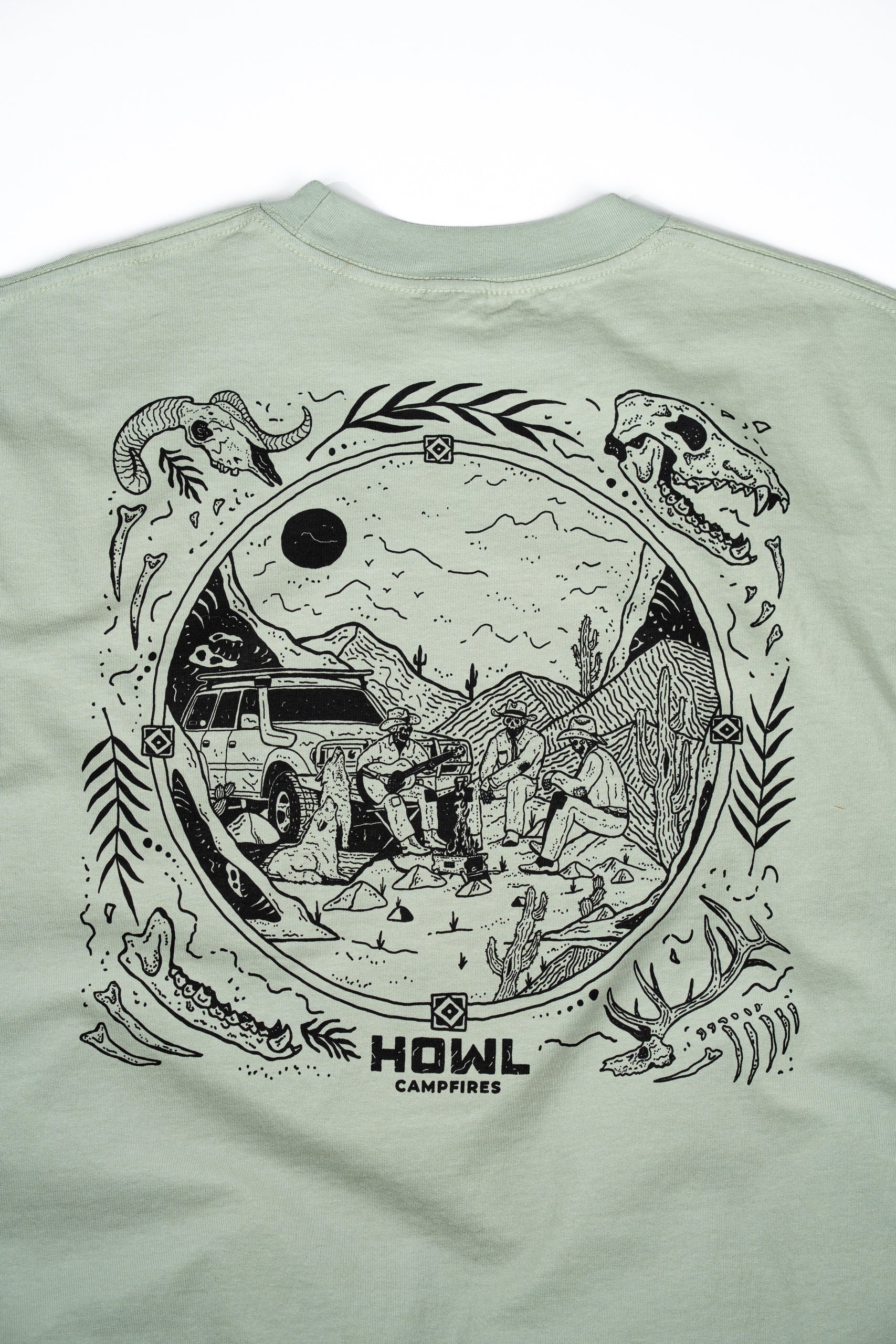 Skeleton Cowboys Heavyweight Tee - Sage